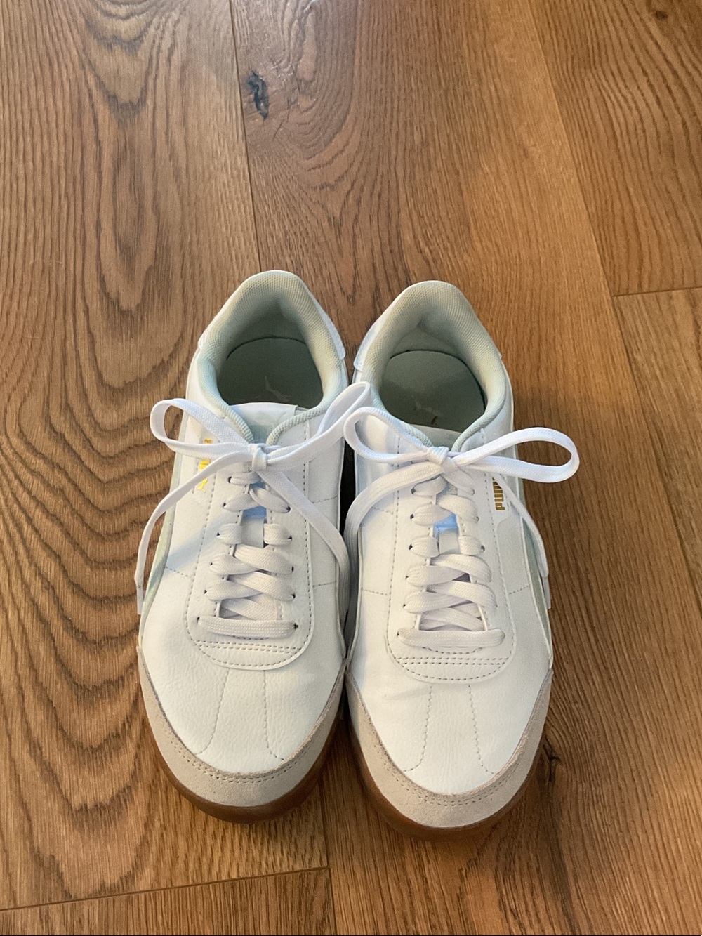 Puma White Sneakers with Gum Outsole